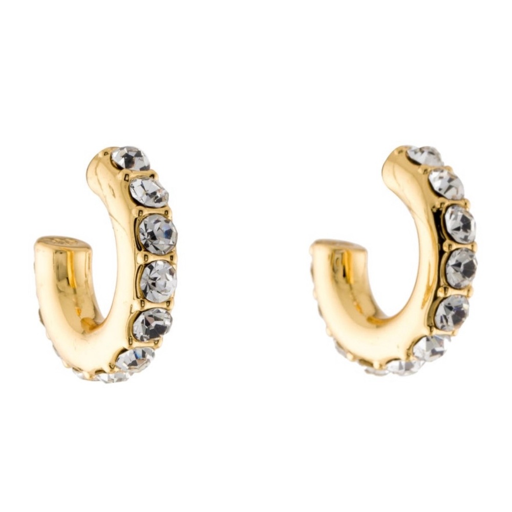 Lele Sadoughi Crystal Chunky Pave Huggie Hoop Earrings